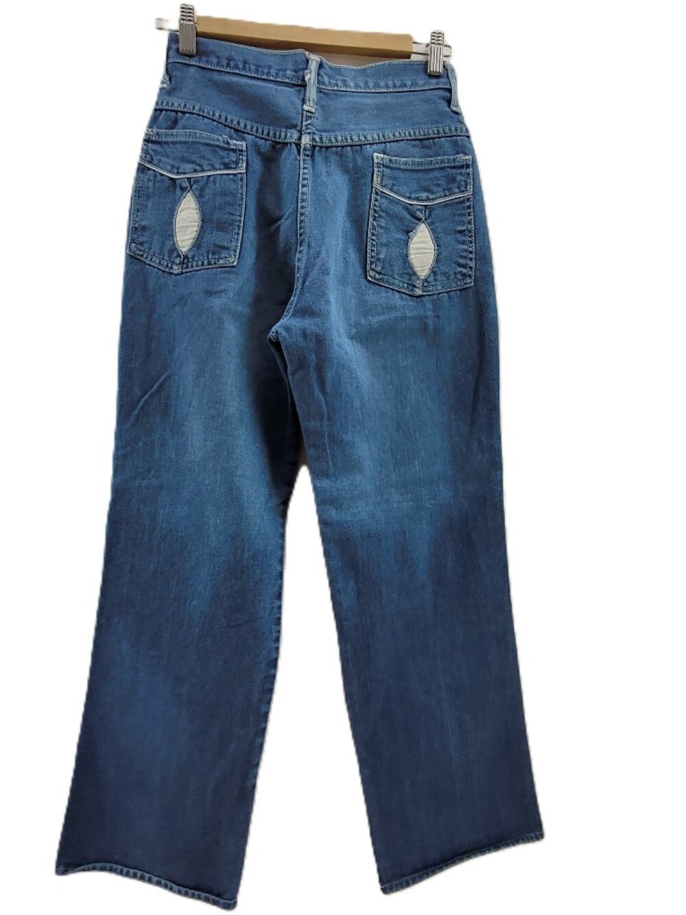 Rare Vintage Jeans Womens 25 Blue Denim Pockets Heart Patch High Rise 70s 80s